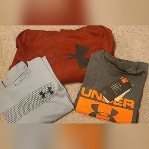 Lot of Boys Under Armour YXS long sleeve shirts (2) and hooded sweatshirt (1)